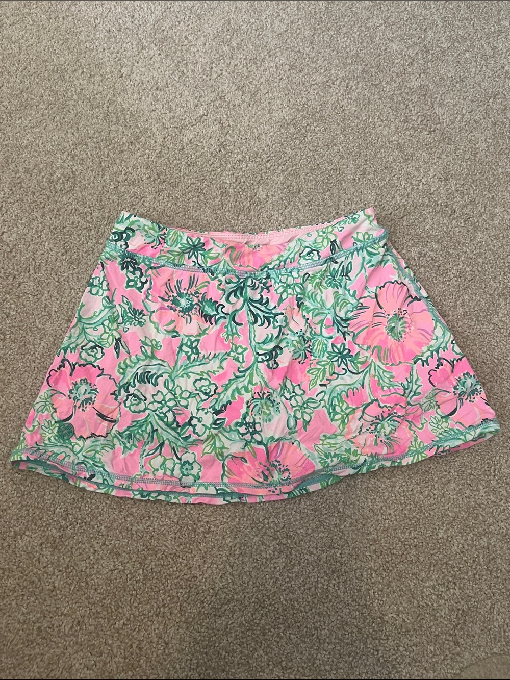 Girls Lilly Pulitzer Pink/Green Perfect Poppy Luxletic Skort, L (8-10)